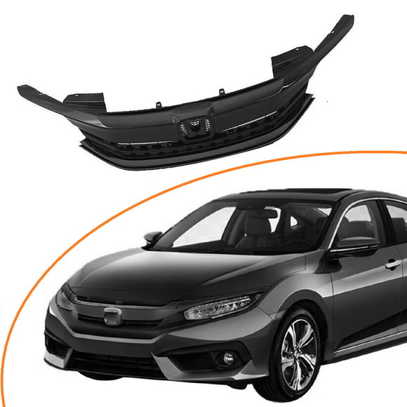 3 Pieces Compatible for Honda Accord 10th Gen Sedan 2018-2019 Gloss Black Front Lip Bumper Upper Grill Molding Trim Cover Eyelid Cover 